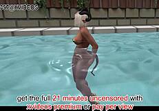 Raw 3D Microbikini Fun in Public Pool