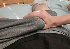 rubbing cock in boxers for a quick handjob cumshot