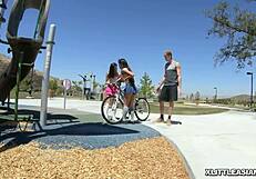 Tiny teen rides huge monster cock in dare