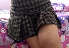 I trained my schoolgirl to masturbate me after stealing her dirty panties.