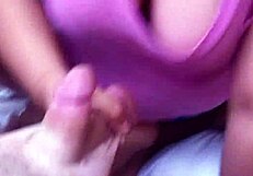 Latina gives ball busting blowjob