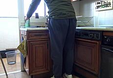 Is she horny enough to fuck in the kitchen? Teen milf with big ass.