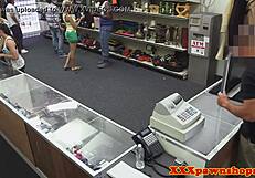 Ebony Babe Strips Hard for Pawnbroker in Wild Reality Hidden Cam Scene.