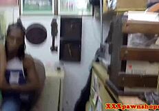 Ebony Babe Strips Hard for Pawnbroker in Wild Reality Hidden Cam Scene.