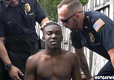 Two Police Officers Take Advantage Of Black Guy In Uniform 3some At Work