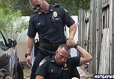 Two Police Officers Take Advantage Of Black Guy In Uniform 3some At Work