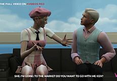 Animated barbie cheat on her husband with a black BBC seller, a humoristic sketch