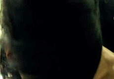 In the airplane scene, she gives a blowjob leading to orgasm