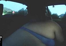 Damn, giving a hot blowjob inside a moving car feels wild! 😜