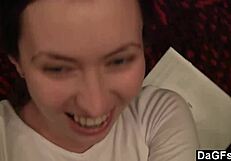 Steamy lesbian sex on the couch with panties, licking, and masturbation