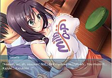 In oppaicafe, my step mother and sister get wet t-shirts