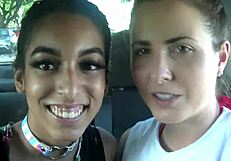 helena price licks claire black's pussy as they drive around town.