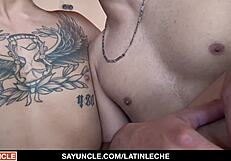 Wow, hottest hairy bubble butt Latino making out and riding uncut dick!