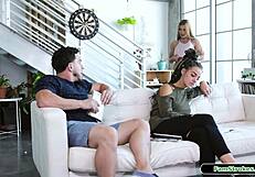 Petite stepsis says, I can't resist sucking my stepbro's big cock