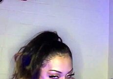 mia plays with her big dildo toy in wet session