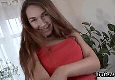 Petite cutie surprises with intense asshole banging after blowjob group session