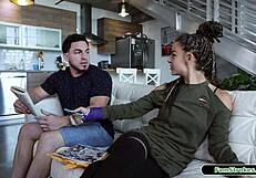 Petite stepsis says, I can't resist sucking my stepbro's big cock