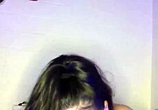 mia plays with her big dildo toy in wet session