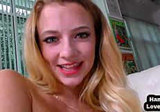 Amateur teen jerks off hard dick after striptease.