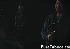 I watched a lesbian teen tribbing with a sapphic milf outdoors.