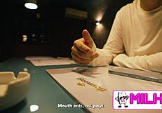 Horny Brazilian Secretary with Big Ass Eats and Pays for It