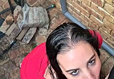 I got my cock sucked in the back alley after a piss facial