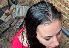 I got my cock sucked in the back alley after a piss facial