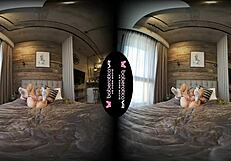 Blonde babe Mika masturbates in the solo VR video