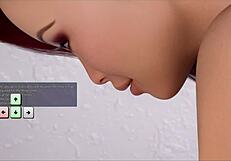 Redhead with big tits in erotic leap