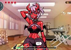 lewd gym game: succubus gives blowjob on first day