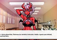 lewd gym game: succubus gives blowjob on first day