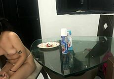 I get so horny sucking cock with strawberry and cream, leading to deepthroat and creampie