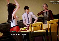 I show off my perfect ass and tits in waifu academy