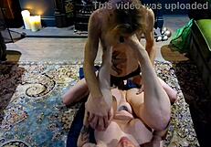 Intense new year fucking by the fireside as milf slaps my big dick hard.