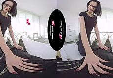 German shemale features bouncy big tits in VR porn video