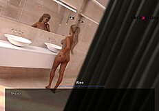 Alex watches Jena in shower