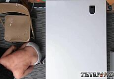 Young woman has her first squirting orgasm and gets a thorough pussy eating from a veteran polie