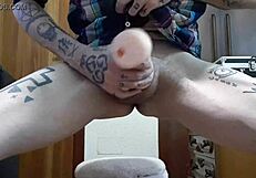 Gay Spanish Man in Heels Strokes His Monster Cock Solo in Part 3