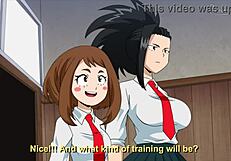 Here, two pretty young ladies barely at puberty have a date with two big thick hunk meat machines in My Hero Academia hentai