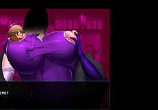 Mistress's boobs get sucked in hentai game.