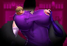 Mistress's boobs get sucked in hentai game.