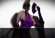Bonding with cubs and playing with a topless dominant woman in anime game