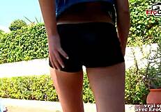 French Amateur Teen Next Door Gets Naughty Outdoor by the Pool.