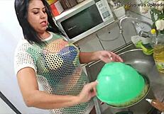 Sarah Rosa's sensual cooking with big tits