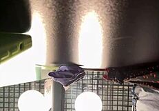 Double penetration in the changing room, anyone could walk in!