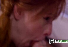 red riding hood rides the big bad wolf as stepdaughter in halloween fantasy