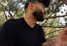 I go out to exercise with my two friends. We end up having a threesome outdoors.