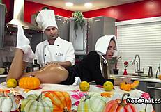 Oily Dinner Table Anal Action with Chef Nick Goes Hard