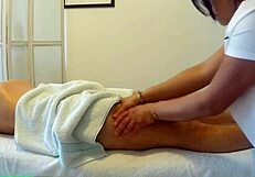 Asian Massage Girl In Uniform Gives Huge Handjob To Orgasm