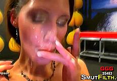 Spitroasted fetish performer in european hardcore